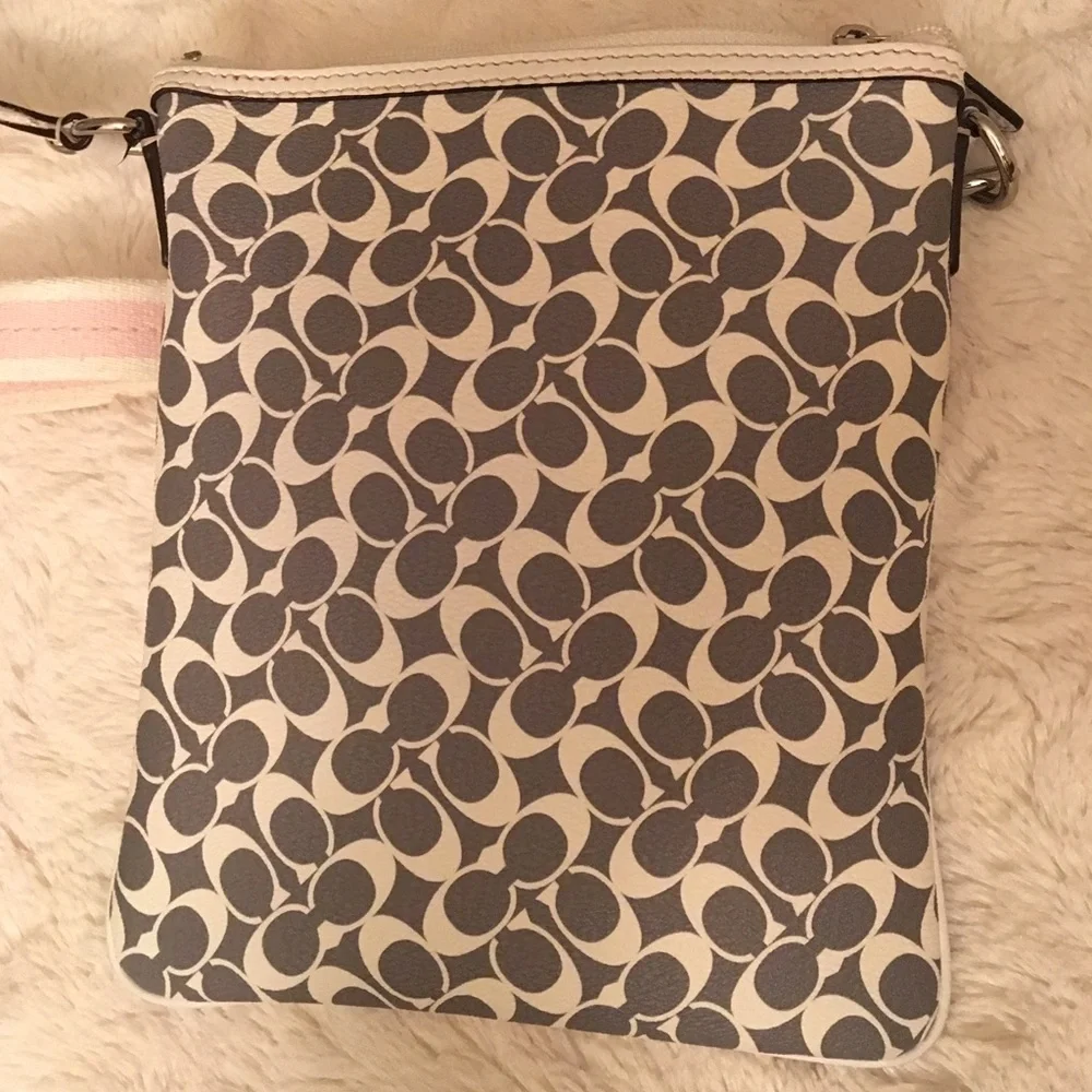 Coach Signature Crossbody Bag in Gray, Pink, White